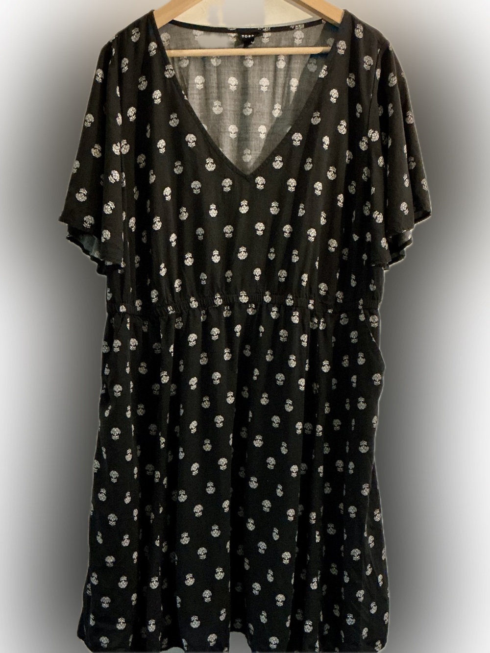 Torrid Black Floral Relaxed Fit Babydoll Dress Pockets Size 2 (2X) Cottagecore
